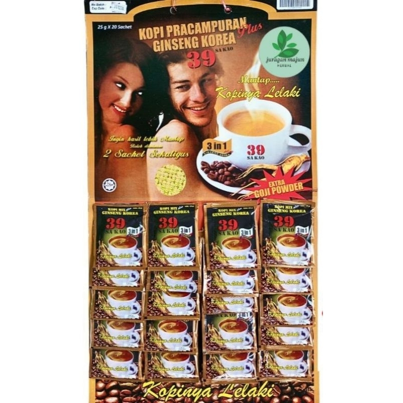 

Kopi 39 Sakao Ginseng Korea Original 1 Hanger Isi 20 Sachet