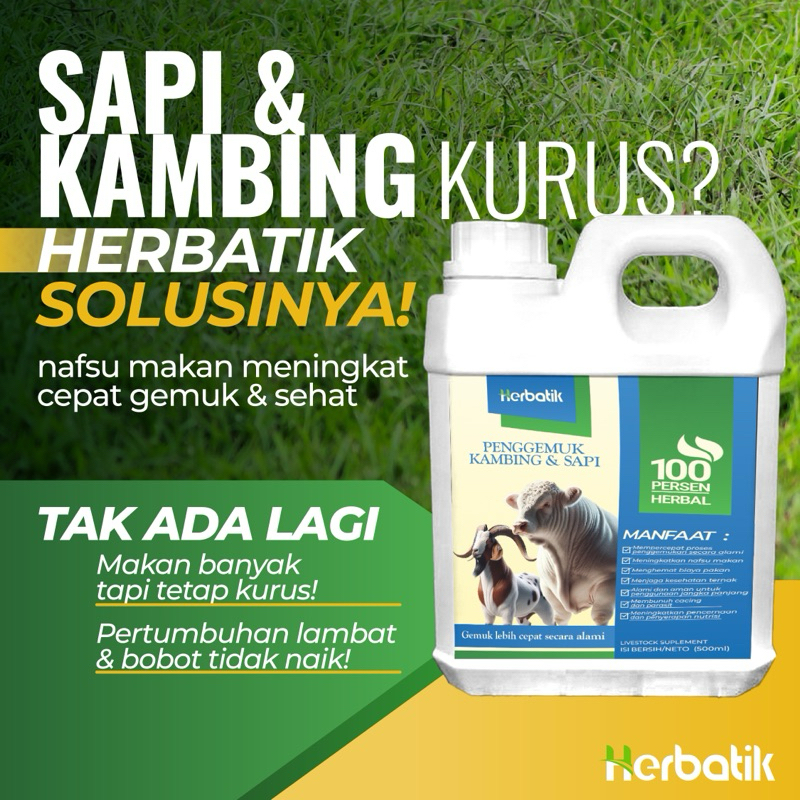 (1 Liter) Herbatik penggemuk sapi penggemuk kambing, suplemen penggemuk kambing, suplemen penggemuk 