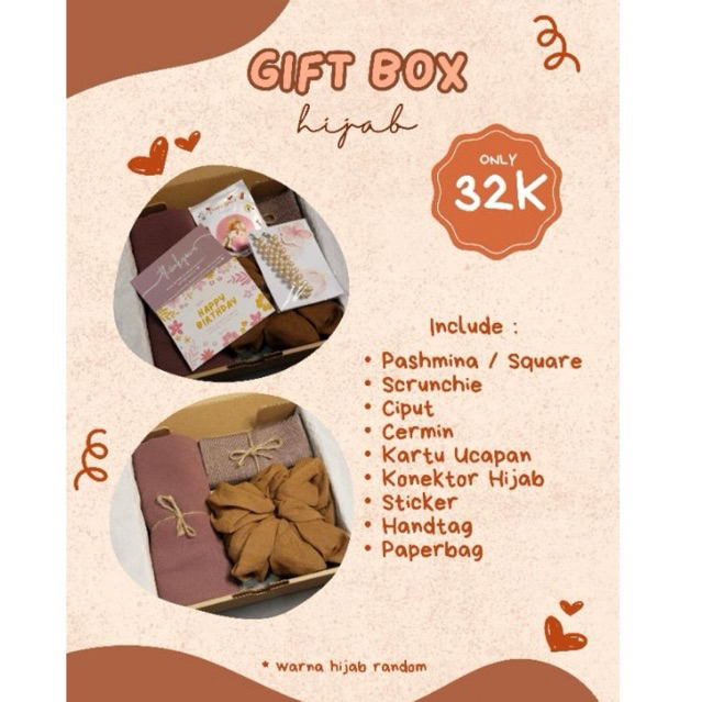 

HAMPERS LEBARAN HIJAB GIFT BOX SET HADIAH KADO ULTAH GRADUATION