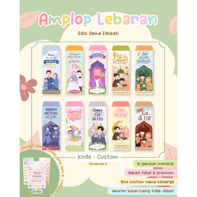 

Amplop Lebaran Edukasi Games desain lucu Premium Bisa Custom Nama Keluarga