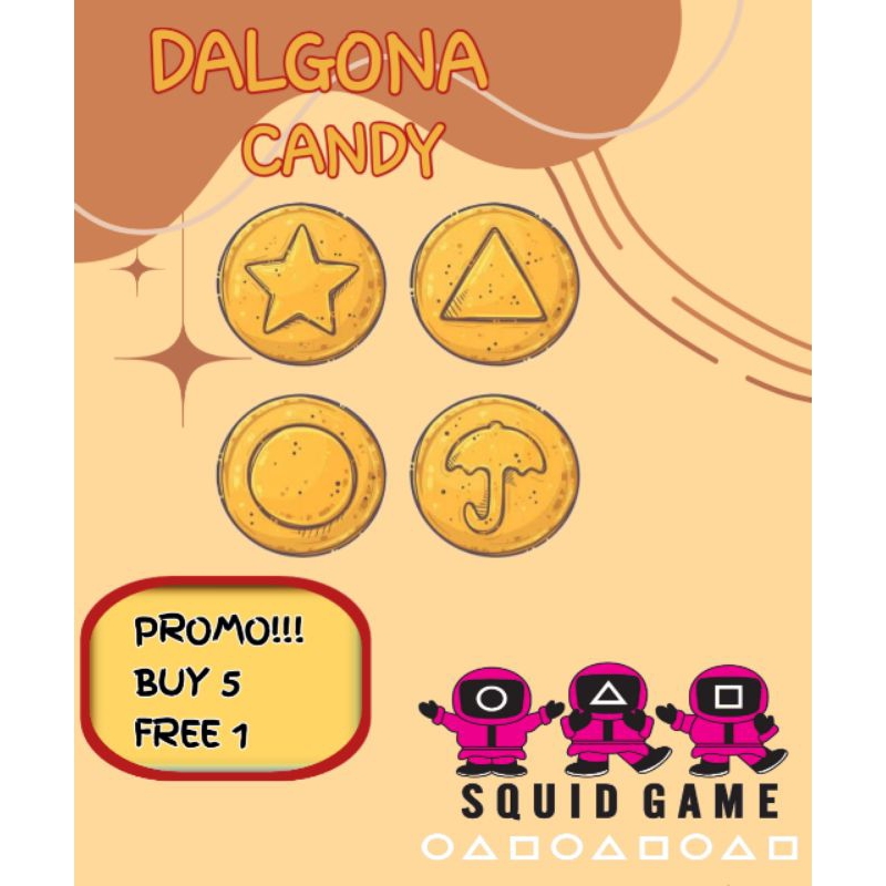 

DALGONA CANDY PERMEN VIRAL SQUID GAME KOREA ANAK BELI 5 GRATIS 1