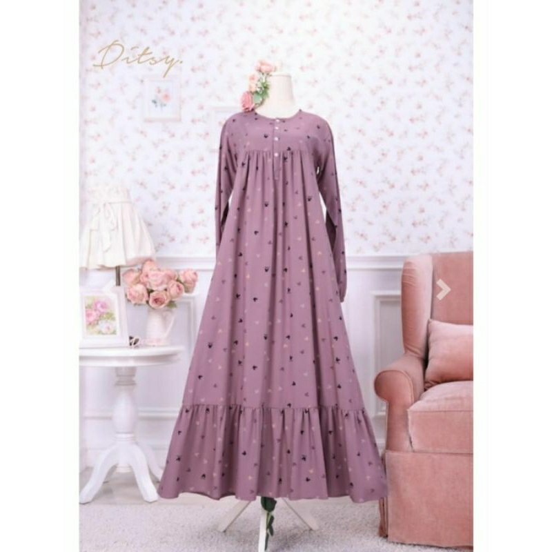 Ditsy_Mickey Dusty Pink_Ditsy_Gamis Wanita