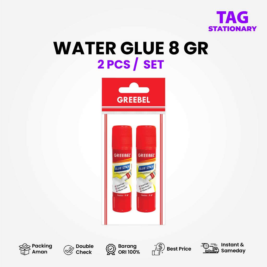 

GREEBEL Lem Stik/ GLUE STICK GS 1908 8 Gr (2PCS/SET)/Lem Perekat Kertas Stick / Timur Agung Grosir