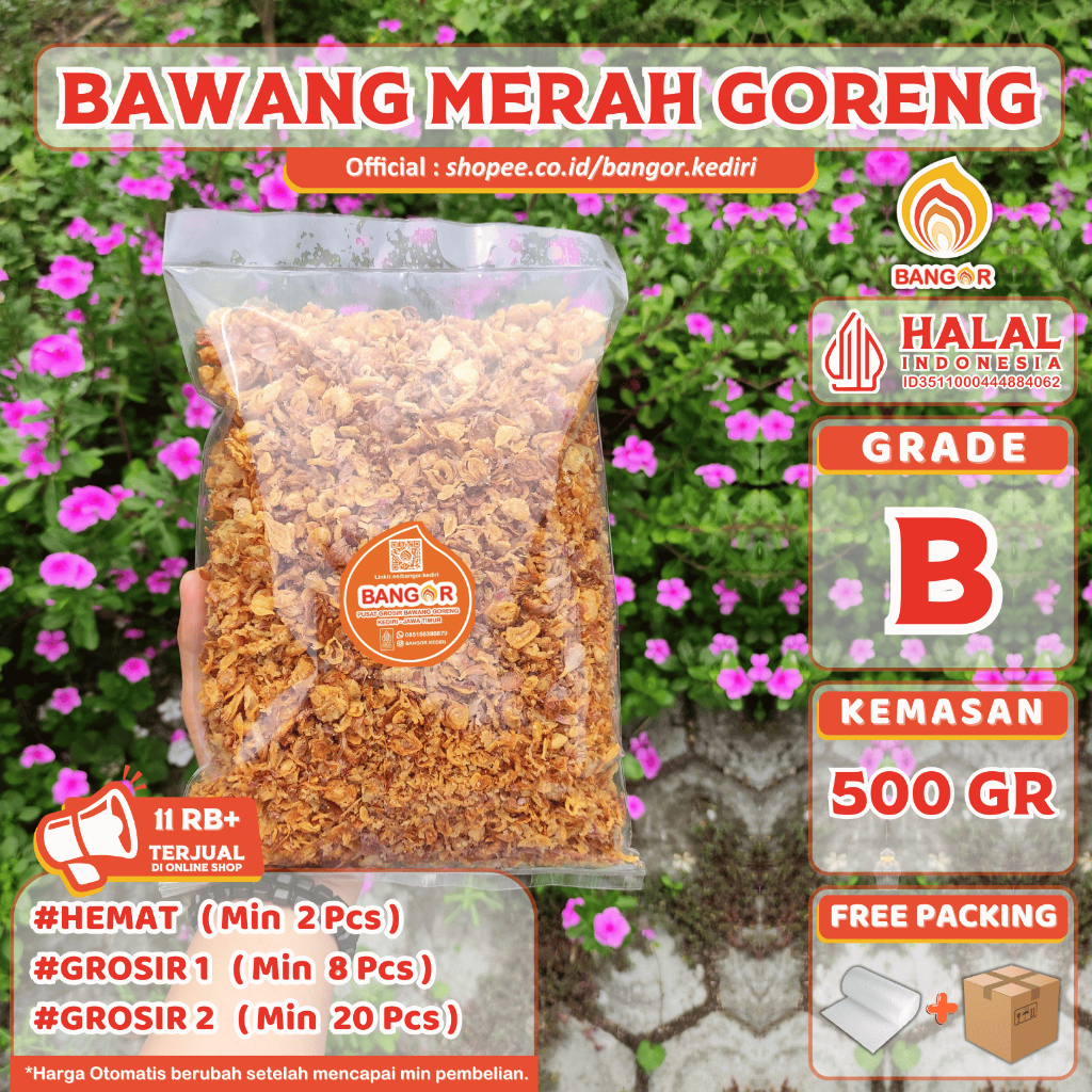 

MERAH-B [ 500 Gr ] Bawang Merah Goreng / Brambang Goreng, Grade B, Refill