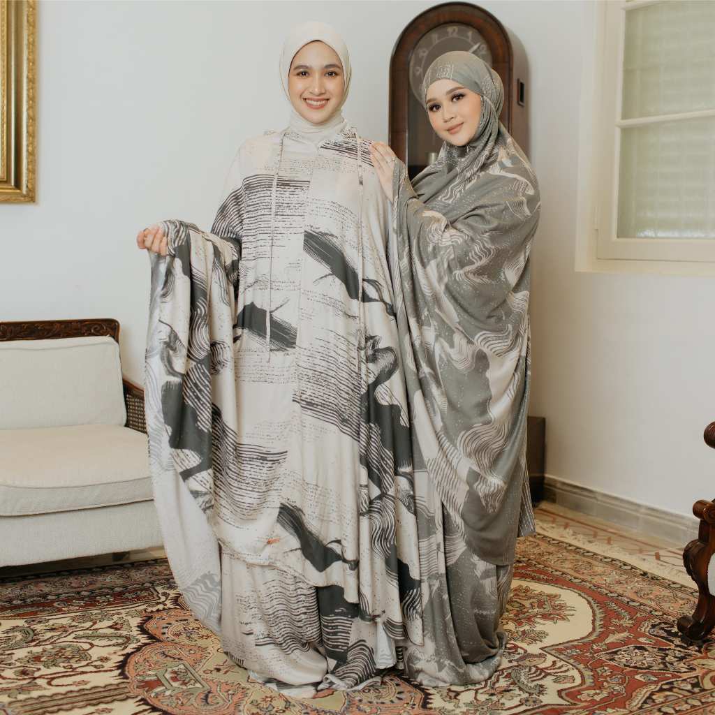 Lozy Hijab - Syifa Prayer Set Lozy X Cut Syifa (Mukena Set Pattern Motif Abstrak Koleksi Lebaran)