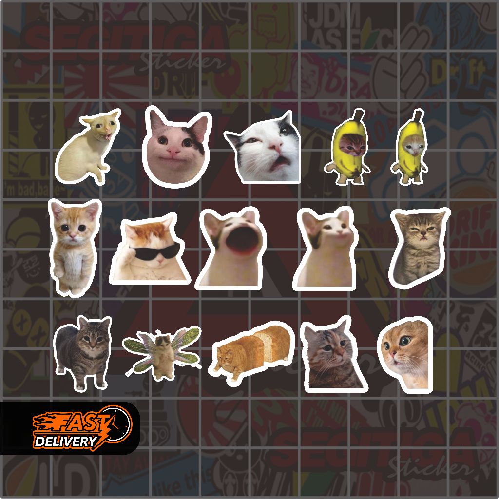 

STICKER PACK PRINTING PREMIUM 15PCS | MEME CAT-Uk 7xp cm | VINYL LAMINASI GLOSSY