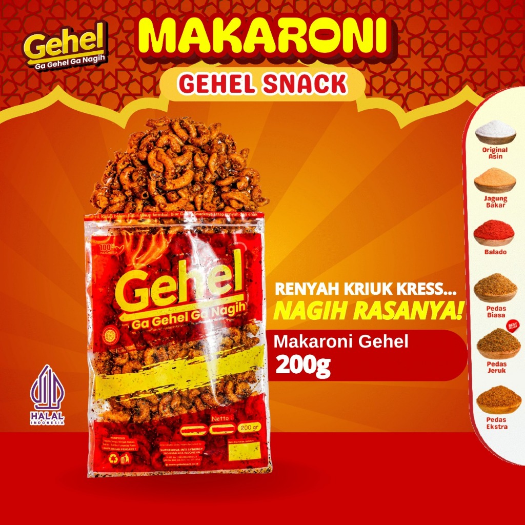 

Gehel Makaroni 200gr - Makanan Ringan (Grosir)