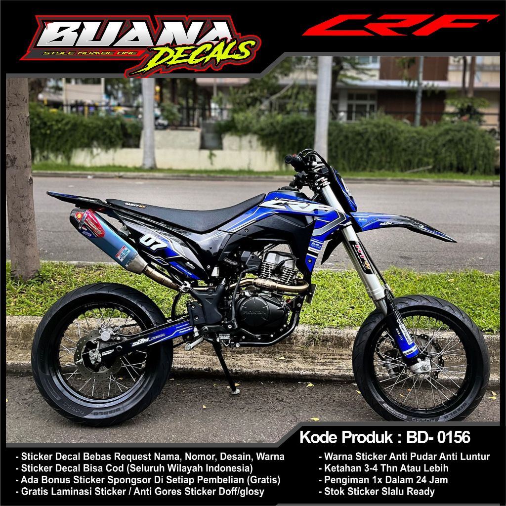 bd0156 decal sticker motor crf all series full body terbaru biru elegan (bisa request nama+warna+ang