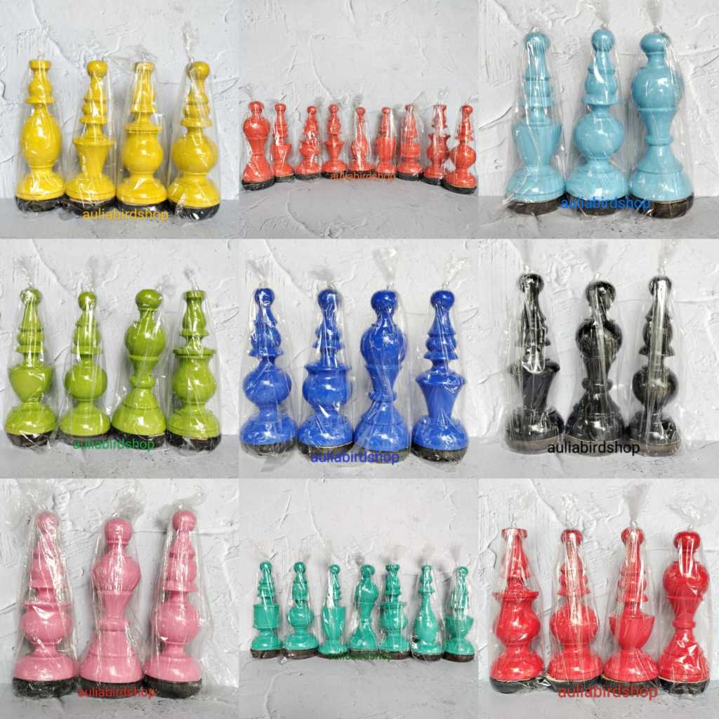 PION PLECI KAYU CAT WARNA BURUNG PLECI PANJANG GANTUNGAN PION SANGKAR BURUNG AULIA BIRD SHOP