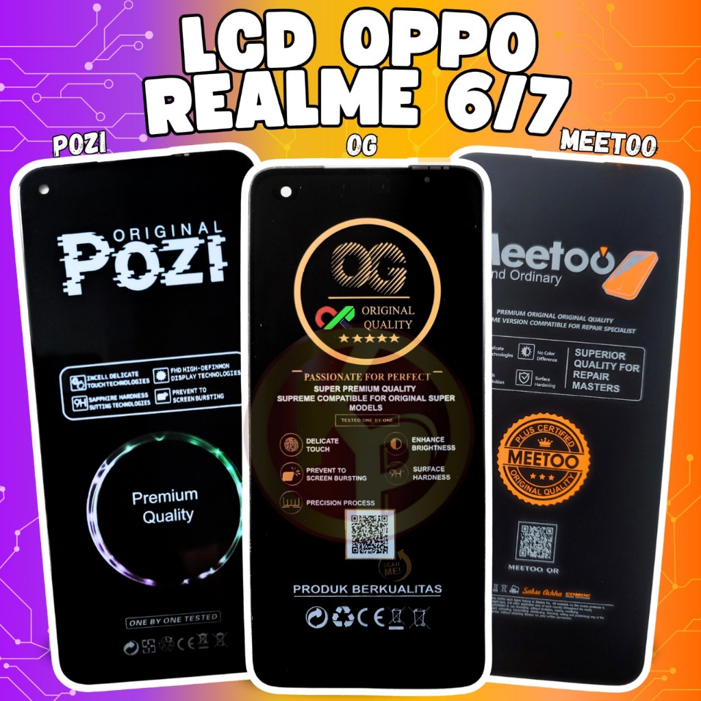 LCD + TOUCHSCREEN REALME 6 / REALME 7 BERBAGAI KUALITAS MEETOO, OG DAN POZI