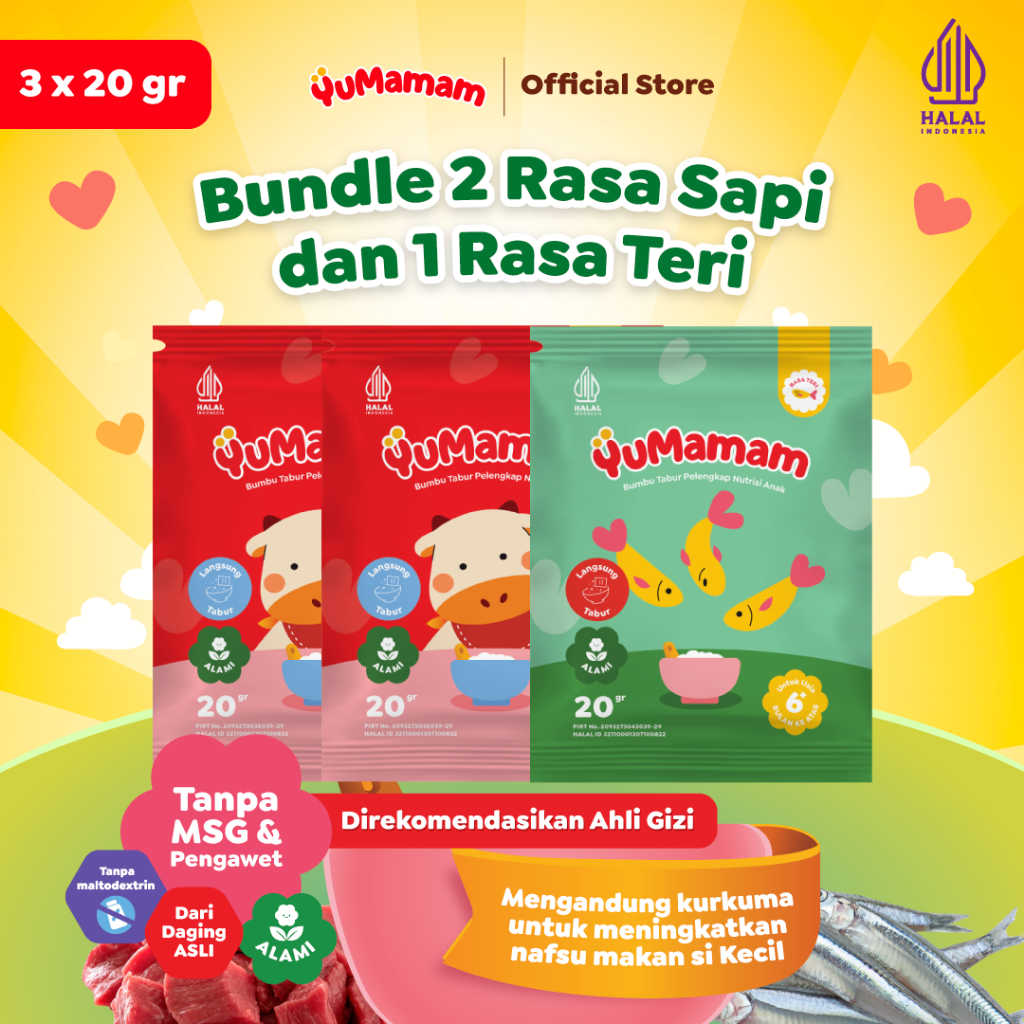 

YuMamam Bumbu Tabur MPASI | Bundle Isi 3 Rasa Sapi dan Teri