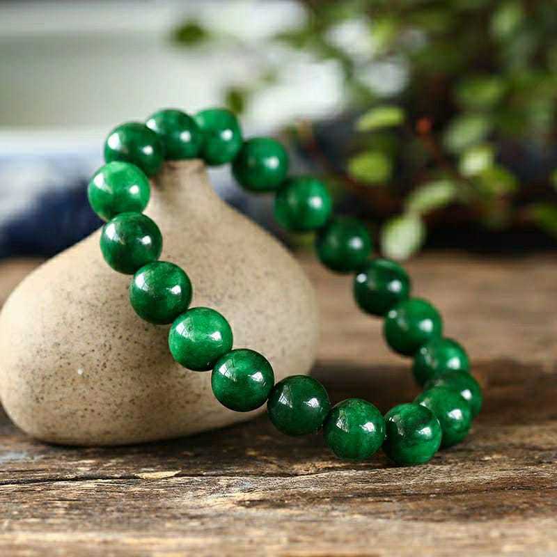 gelang batu giok pria dan wanita/gelang giok hijau lumut