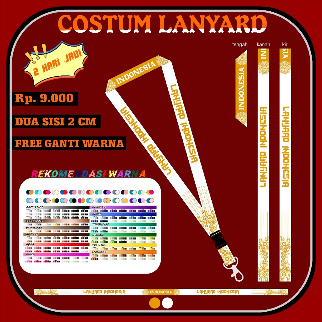 

LANYARDIN | 01 Lanyard Custom Design - Tali ID Card Custom - Print Tali Lanyard - Kalung ID Card Ori