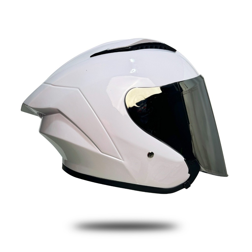 Helm Hallface Batman I Putih Kaca Visor Silver Helm Premium Untuk Pria Dan Wanita Dewasa SNI
