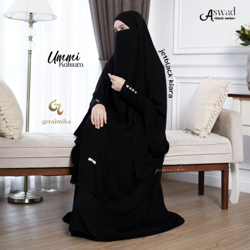 Set Gamis Jetblack/Khimar FK /Set Abaya Jetblack/Khimar syar'i/Abaya umroh Haji/Aswad Series