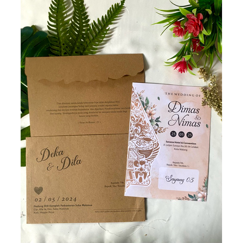 

{SAYANG 03+AMPLOP KRAFT} (100PCS) UNDANGAN PERNIKAHAN MURAH