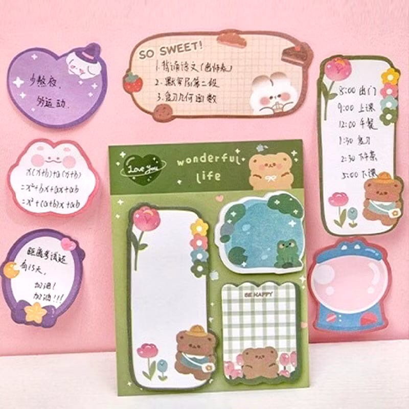 

[COMELA] STICKY NOTES LUCU 6IN1 TEMPELAN KERTAS CATATAN 120 LEMBAR NOTES KERTAS TEMPEL KARAKTER BEAR FROG GIRL PEMBATAS BUKU CUTE IMUT PENAMDA BUKU MEMO STICKY STATIONERY MEMO PAD CONVENIENCE CUTE 6 IN 1