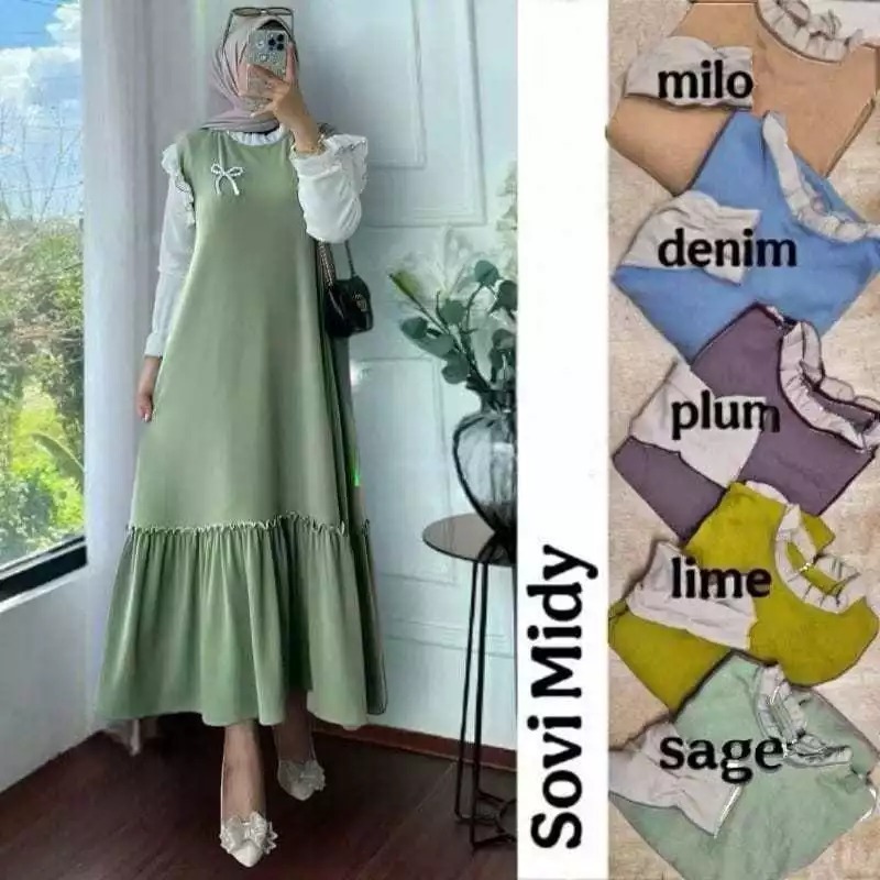 SOVI MIDI DRESS POLOS REMPEL CRINKLE AIRFLOW LD 110 / SOVI GAMIS WANITA TERBARU / MISI DRESS WANITA 
