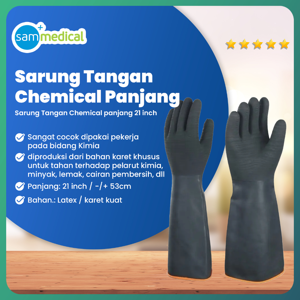 Sarung Tangan Panjang Hitam - 21 Inch / Sarung Tangan Chemical / Sarung Tangan Karet / Gloves