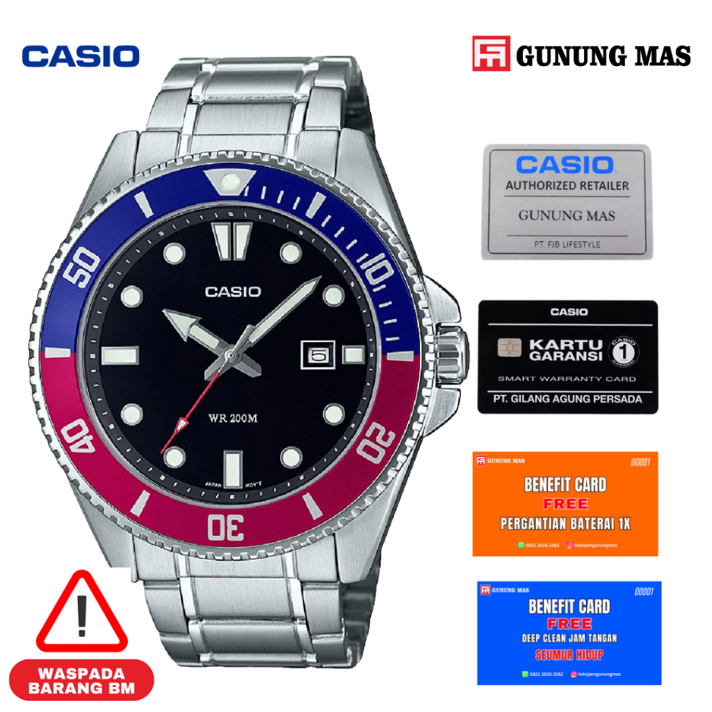 Casio MTP MDV-107D-1A3VDF Jam Tangan 100% Original