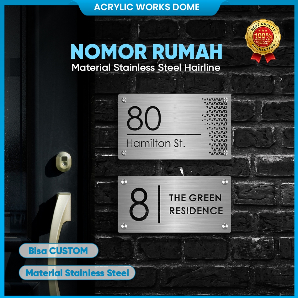 Nomor Rumah Stainless Steel Papan Nomor Rumah Stainless