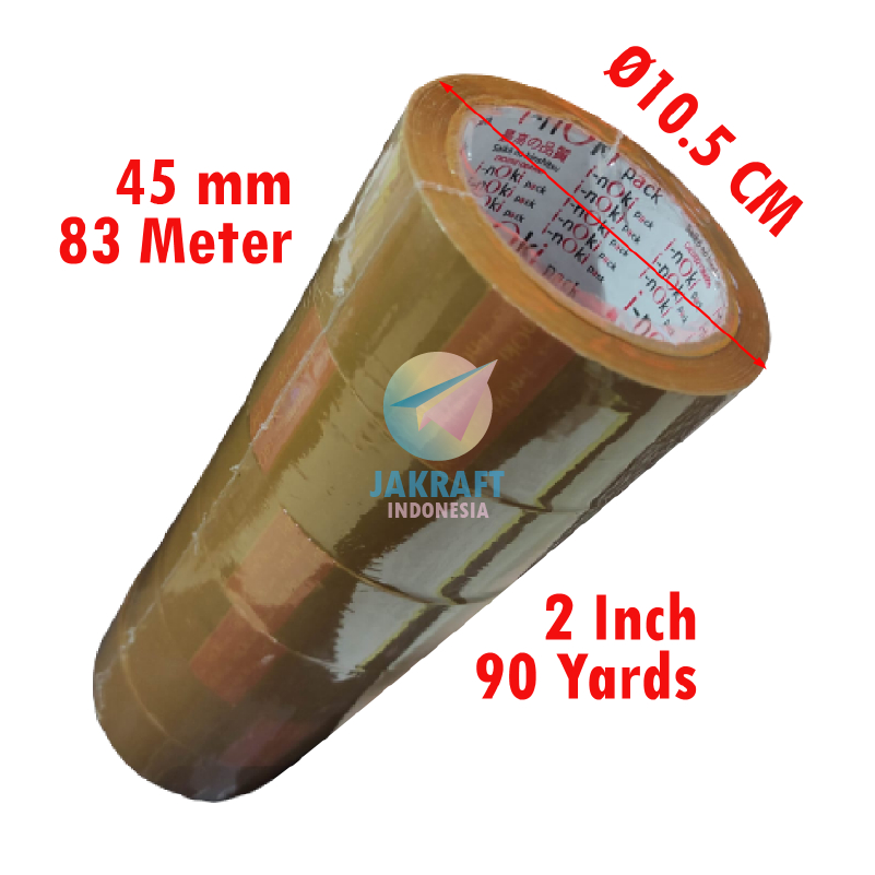 

ATH (6 Roll) GROSIR Lakban OPP INOKI Cokelat Coklat 2" Inch 45 mm x 90 Yards I-nOki Pack Tan Brown