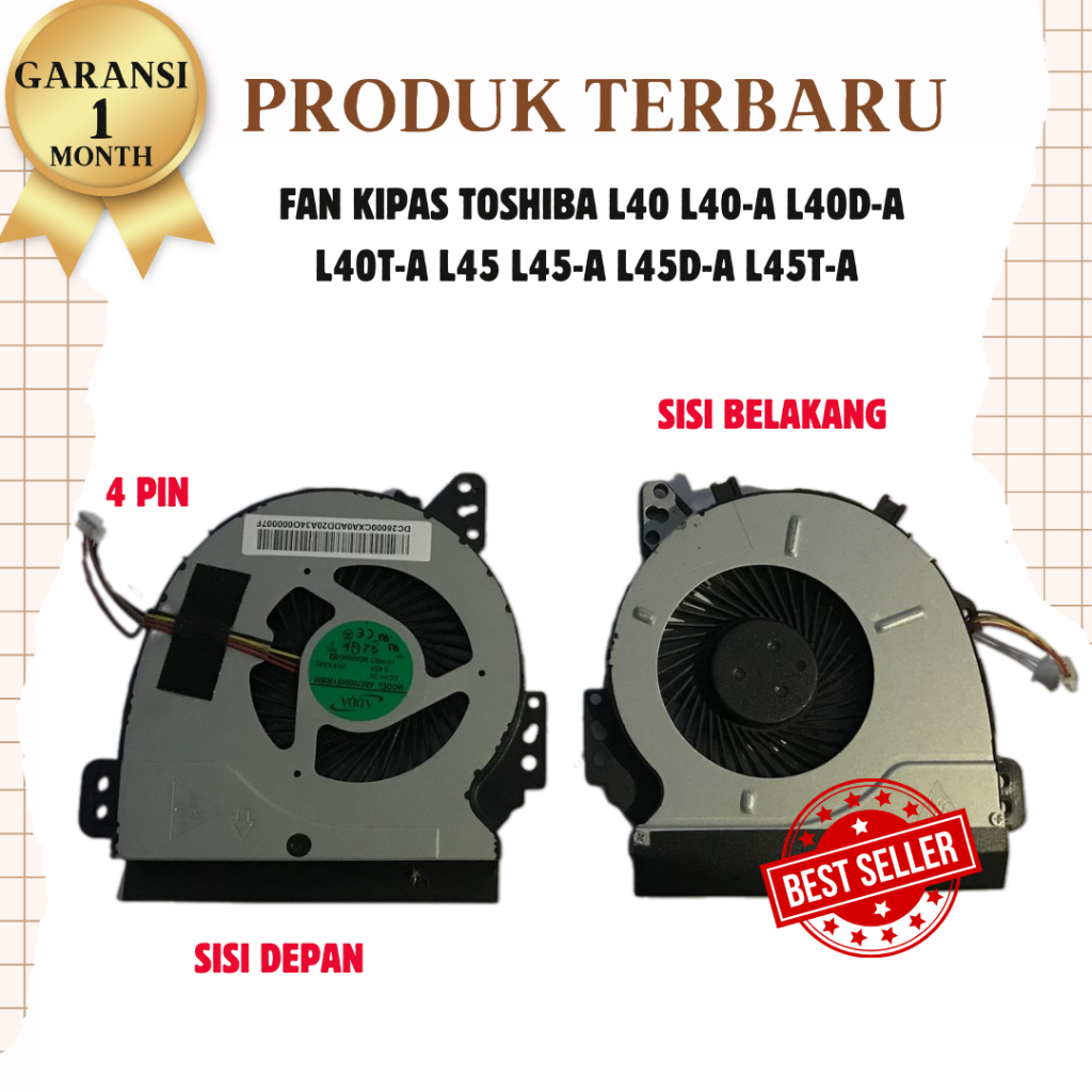 Fan Kipas Laptop Toshiba L40 L40-A L40D-A L40t-A L45 L45-A L45D-A L45T-A CPU Cooling Cooler