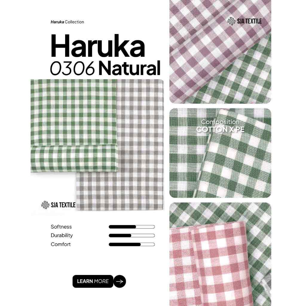 rtf KAIN KATUN HARUKA 0306 BY SJA TEXTILE ( MOTIF KOTAK 0,5 CM ) GROSIR KAIN MURAH PREMIUM QUALITY