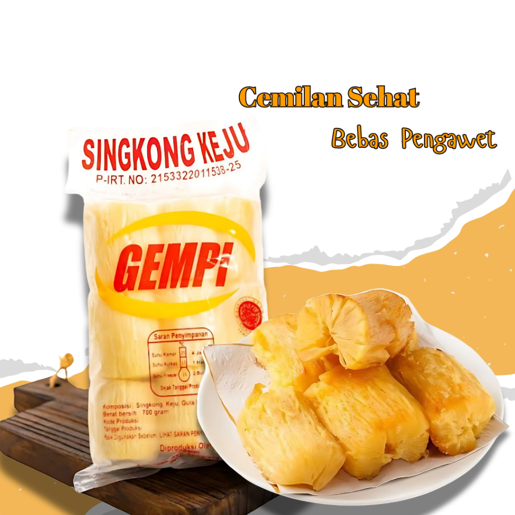 

Singkong Keju Bumbu Merk Gempi Frozen Siap Goreng Sinju Kukus