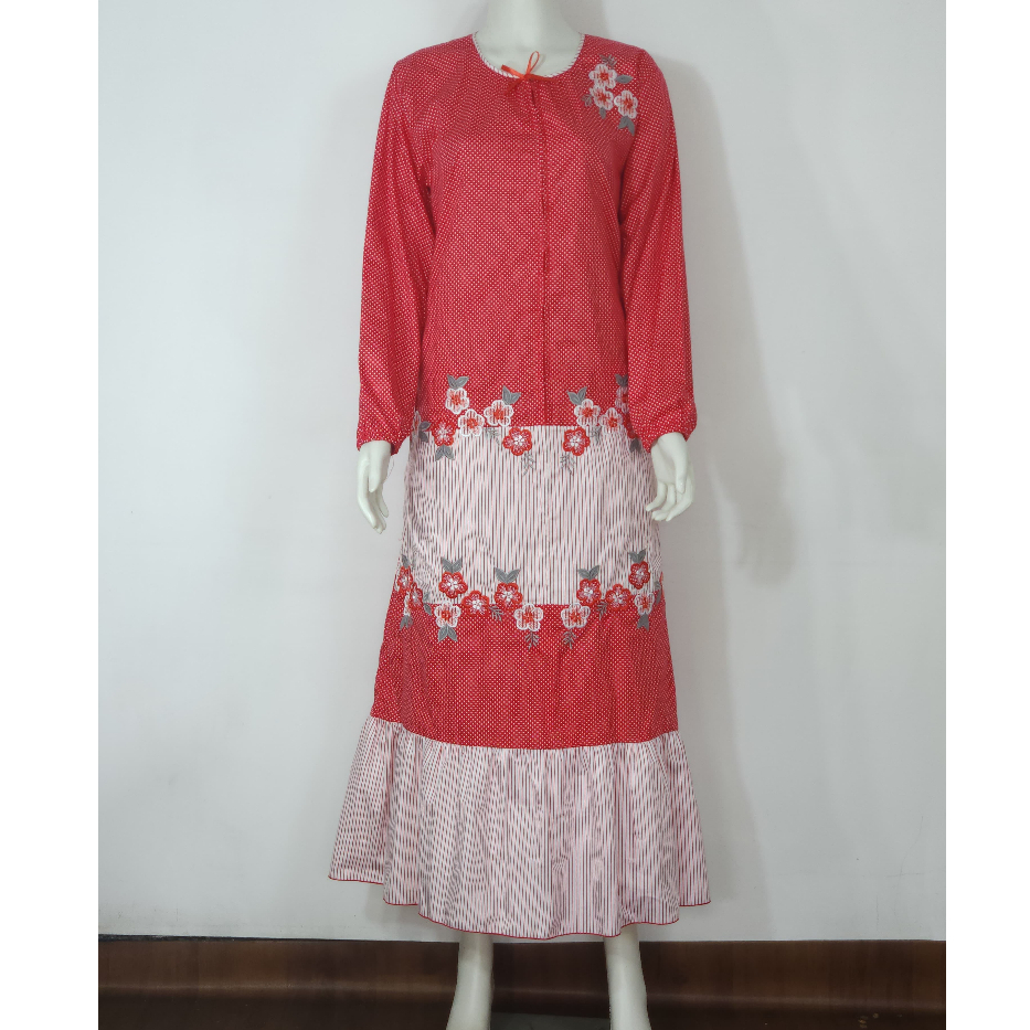 Longdress Panjang Bordir Bunga Katun Jepang Khas Malang [ Gamis Wanita Muslim ] [ Baju Busui ]