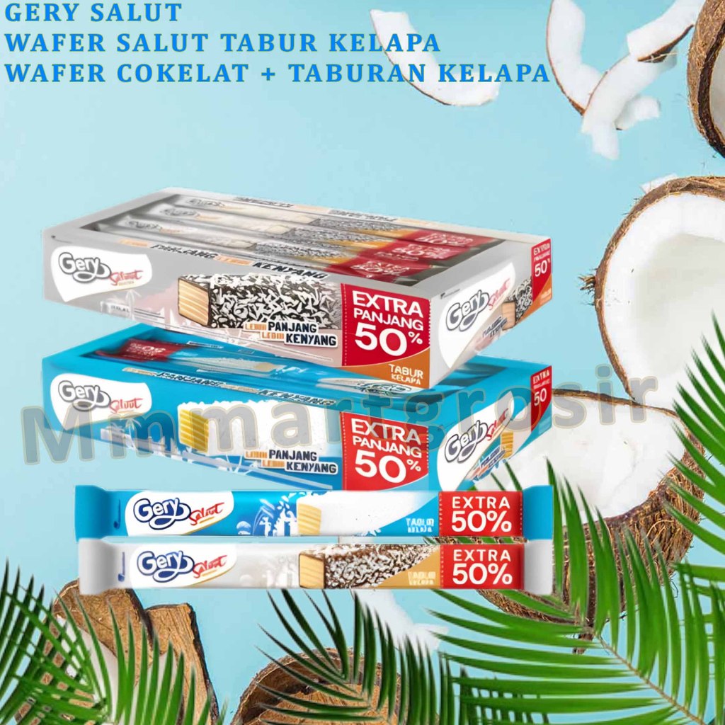 

Gery Salut Wafer / Wafer Tabur Kelapa / Wafer Salut Coklat Dengan Taburan Kelapa / 1box 12pcs