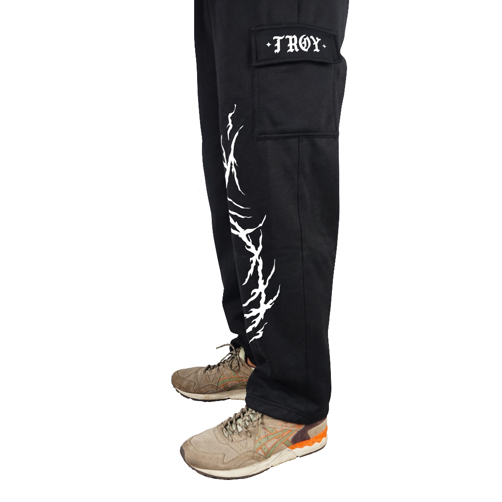 Troy Company Baggy Cargo Long Pants Black Root - Celana Kargo Baggy Hitam LFC 3074