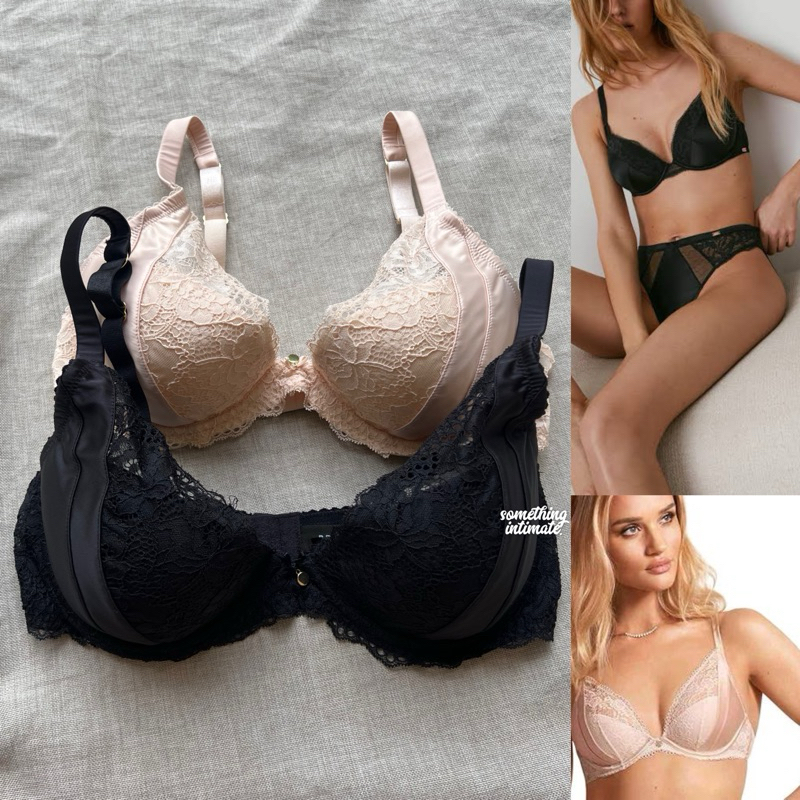 M&S Autograph X ROSIE HUNTINGTON Preview Satin & Lace Eyelash Balconette Soft Cup Bra Breathable Unl
