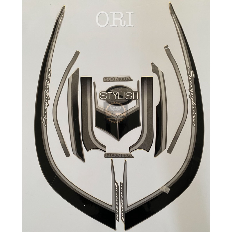 Stiker Striping Honda Scoopy stylish Hitam Abu 2017 Original 100%