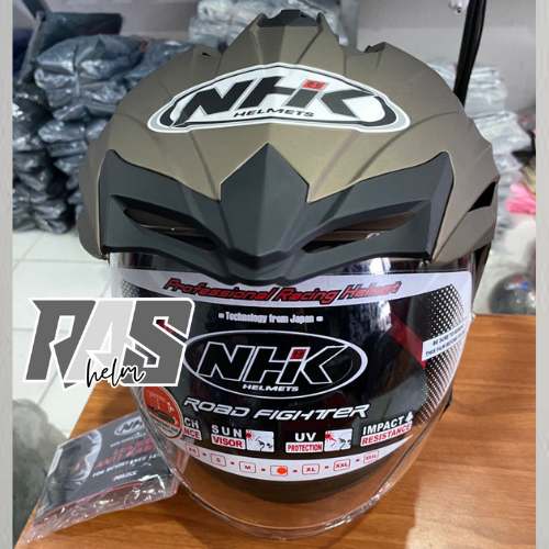 HELM NHK PREDATOR CRYPTON SOLID | Helm NHK DOUBLE VISOR | Termurah | HALF FACE 100 % ORIGINAL