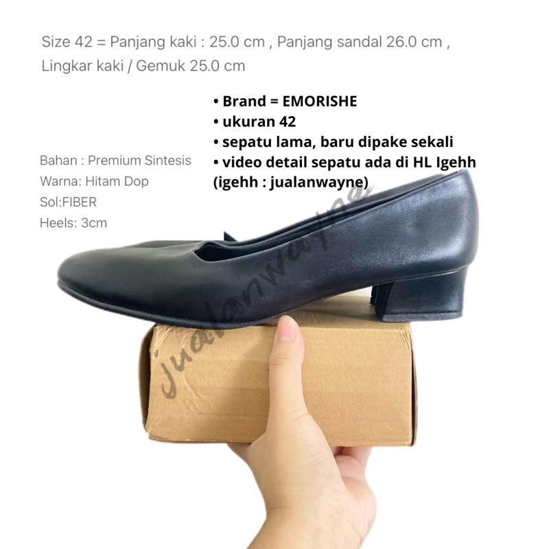 (preloved) sepatu pantofel heels EMORISH3 ukuran 42 heels 3cm bigsize jumbo