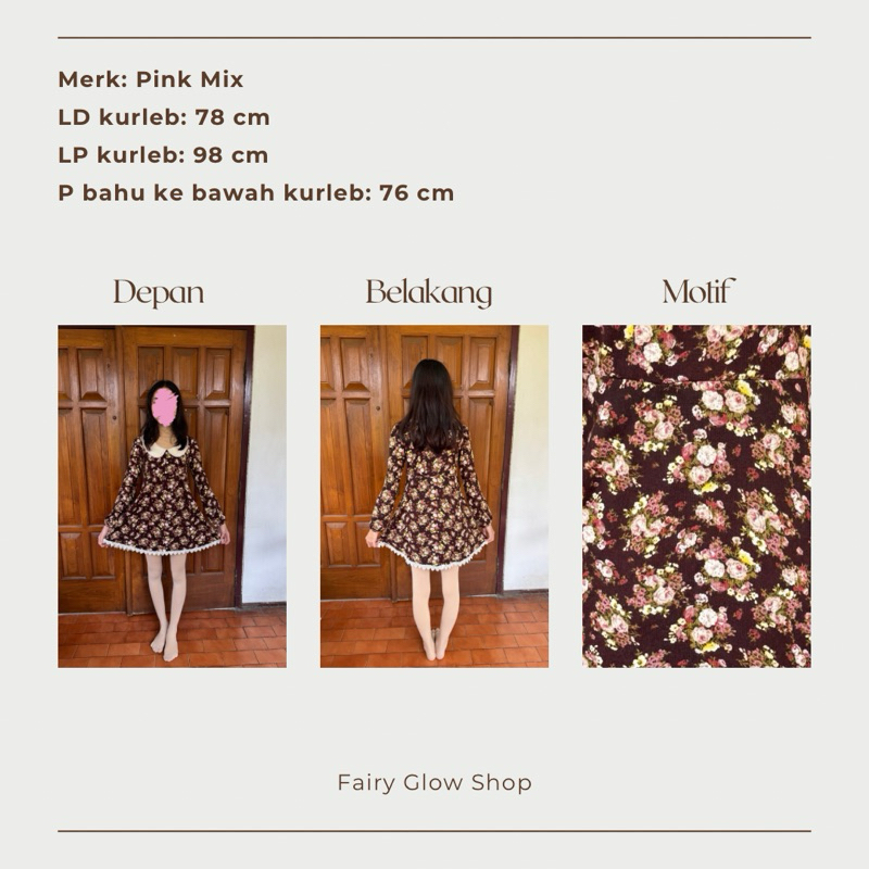 Preloved dress coklat cantik kawai lucu jepang korea