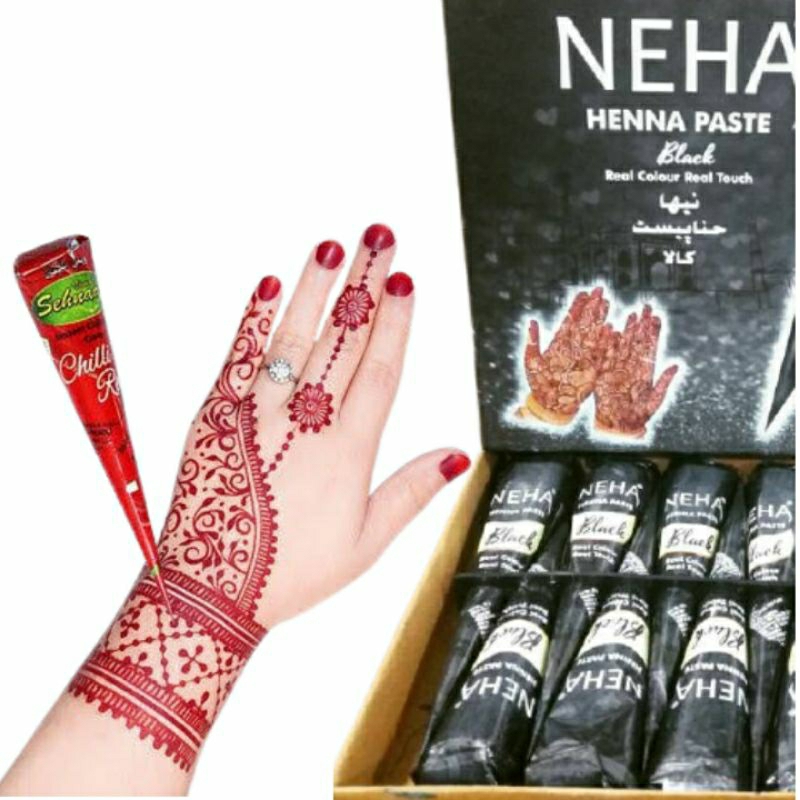 COD Henna Nahe Golecha netto 25g - Hena Tato Pasta Cone Hitam Merah Hallal Pewarna Tangan Pengantin 