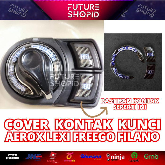Stiker Carbon Emblem Kunci Kontak Aerox Lexi Freego Filano Pelindung Anti Gores