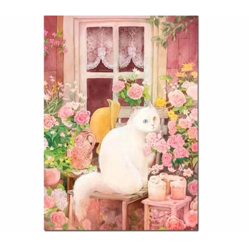 DIY paket kristik kucing cats friendship full pola kain cross stitch kit hobi kerajinan tangan sulam