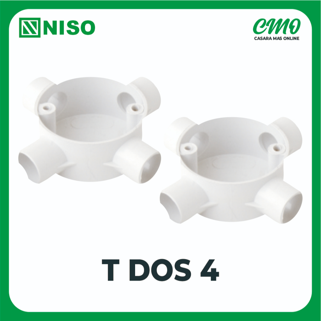 T DUS / T-DUS / T DOS CABANG 4 NISO 20 MM PUTIH T DUS KABEL LISTRIK