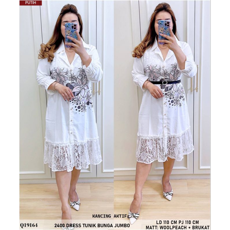 996 / 997 / 998 DRESS TUNIK PLISKET BUNGA