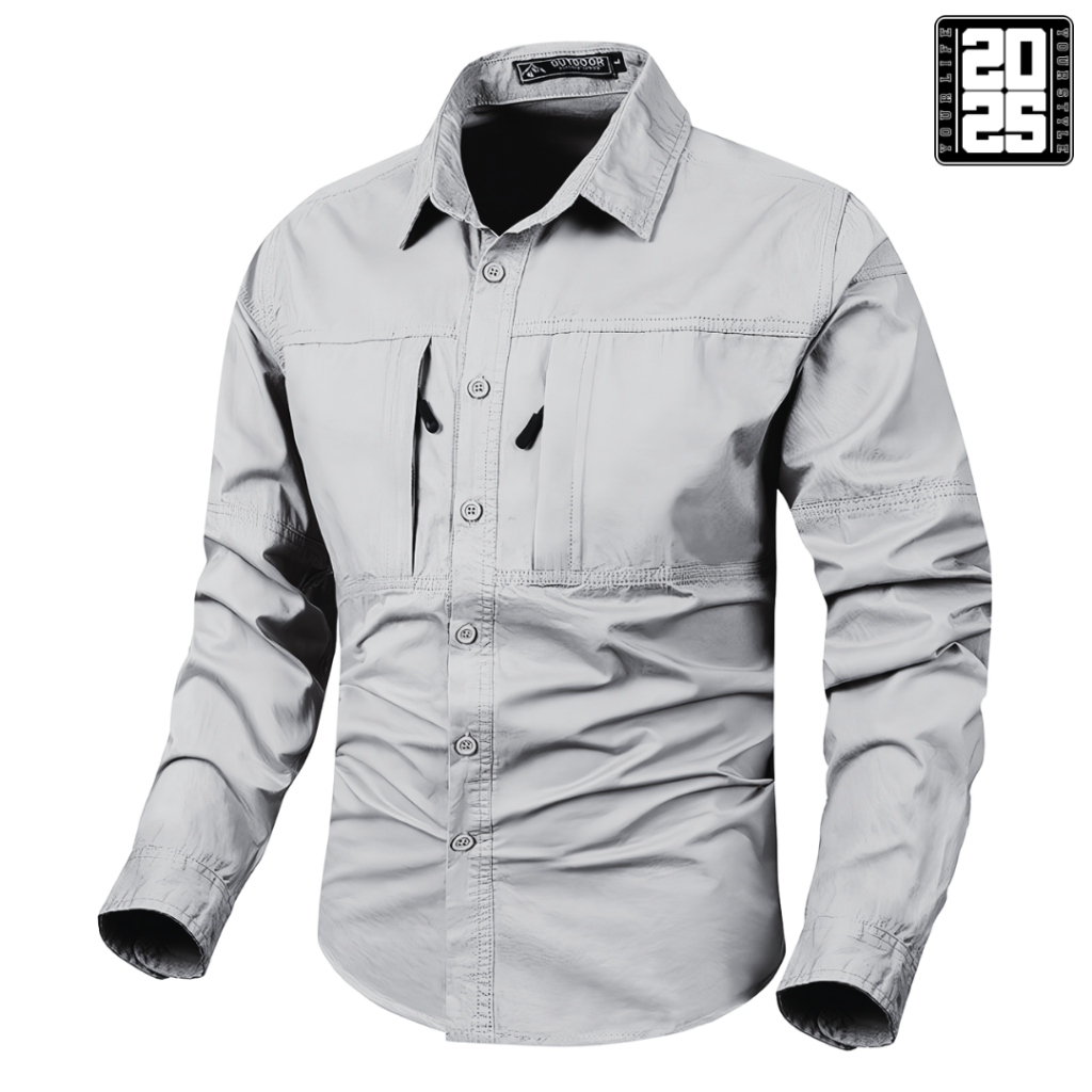 Kemeja Tactical Silver Lengan Panjang / Kemeja Pria Lengan Panjang / Kemeja Tactical Pria / Kemeja T