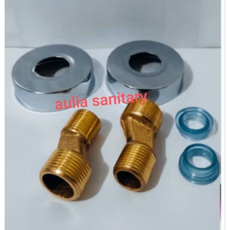 Neple z stsinless kuningan panas dingin kran bathub/double neple stainless/T shower 1/2 inc sambunga