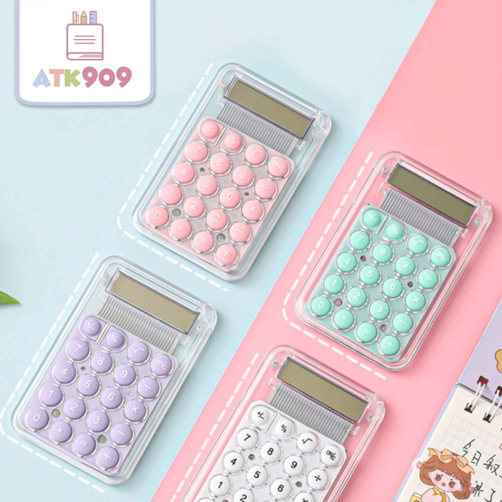 

ATK909 Kalkulator Pastel Mini Transparan Kalkulator Kecil Imut Kalkulator Permen Electronic Calculator