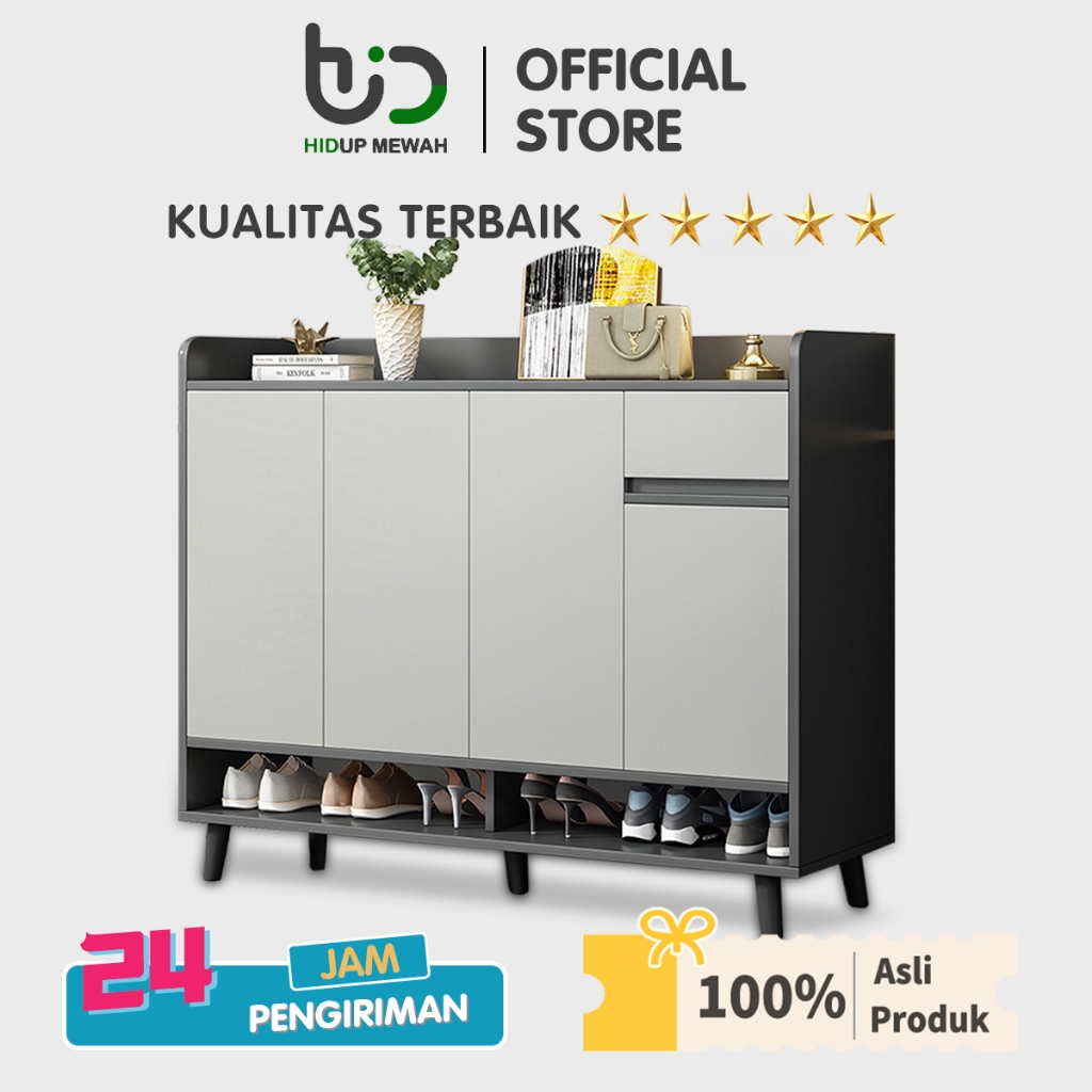Hidup Mewah Rak Sepatu Kayu Minimalis Lemari Rak Serbaguna /lemari rak sepatu 120cm