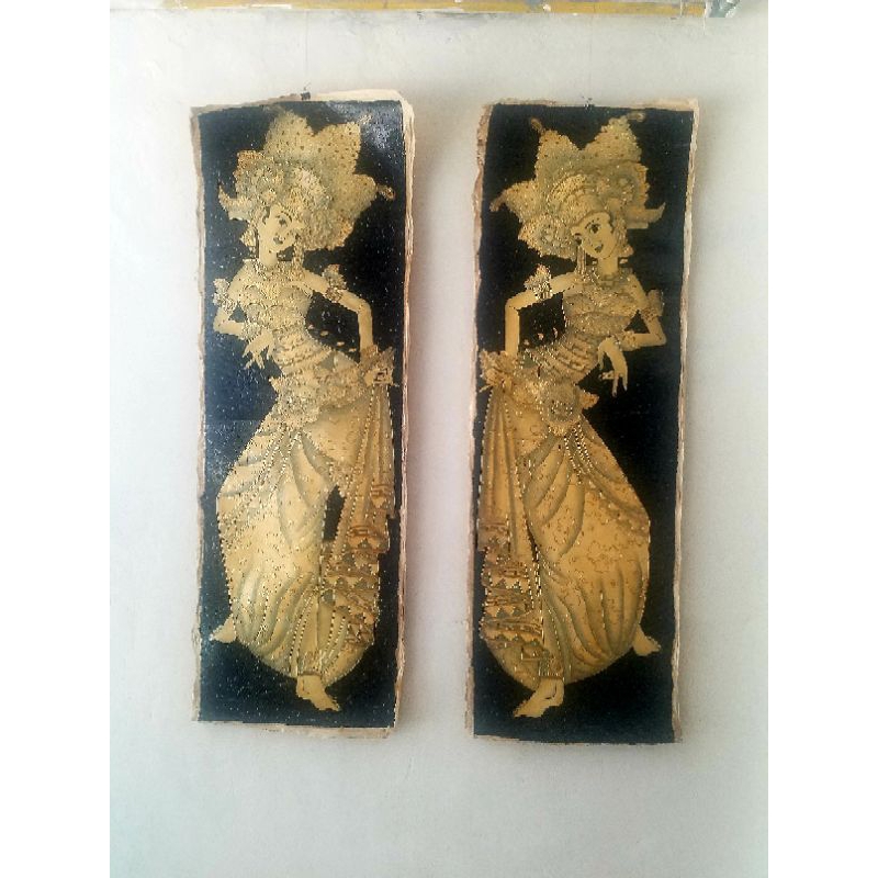 lukisan bali INDAH sepasang penari Bali yang cantik mempesona oil on canvas Balinese dances no frame