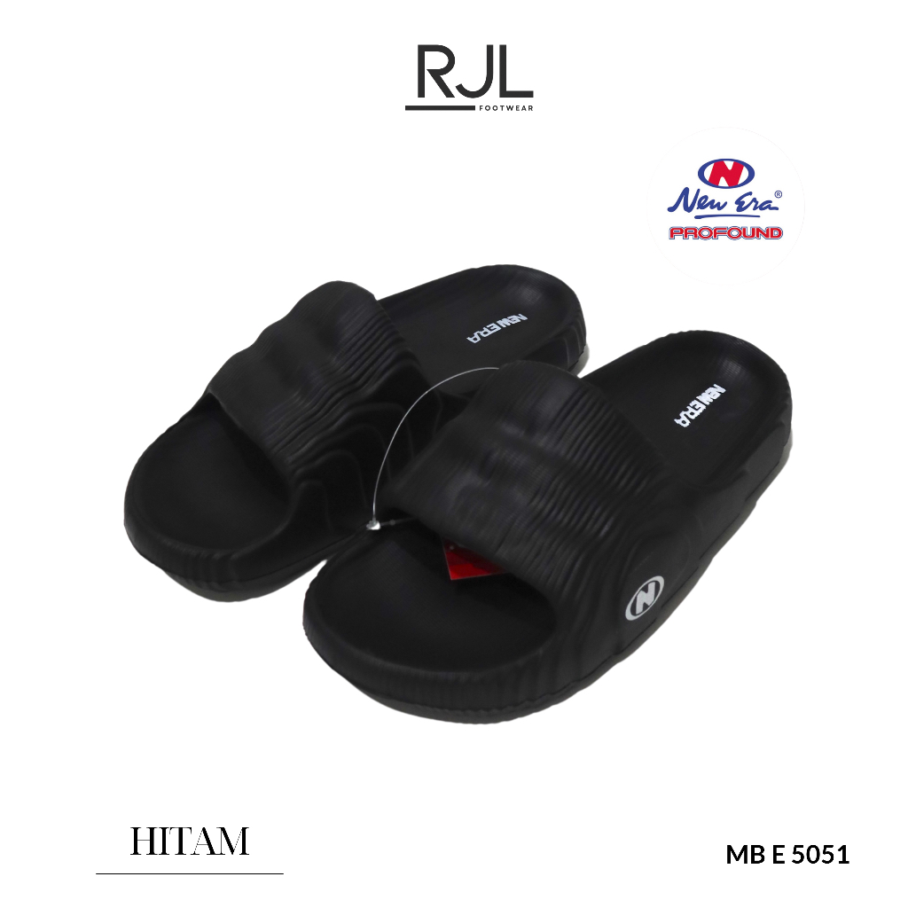 Sandal Hitam Slop Pria New Era MB E 5051 - ANTI SLIP, RINGAN, NYAMAN