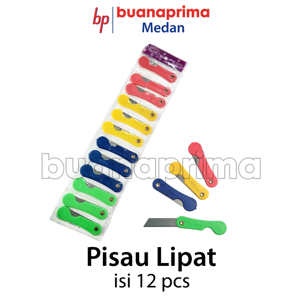 

PISAU LIPAT RENTENGAN KECIL Isi 12 pcs Cutter Silet Mini Cover Plastik Warna Warni