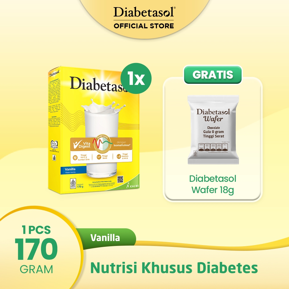 

BUY 1 Diabetasol Vanilla 170g free Diabetasol Wafer 18g